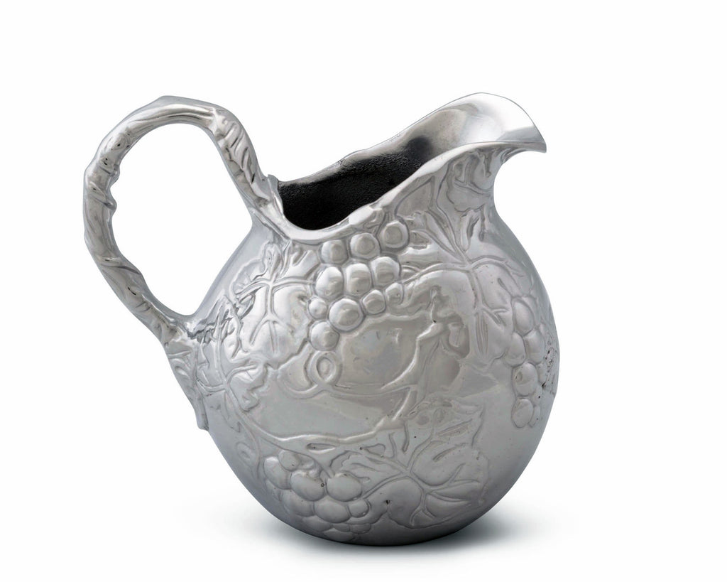 Arthur Court Aluminum Grape Serving Pitcher Water Jug for Hot / Cold Water, Ice Tea and Juice Beverage Small 6.25" Height 1.5 Quart