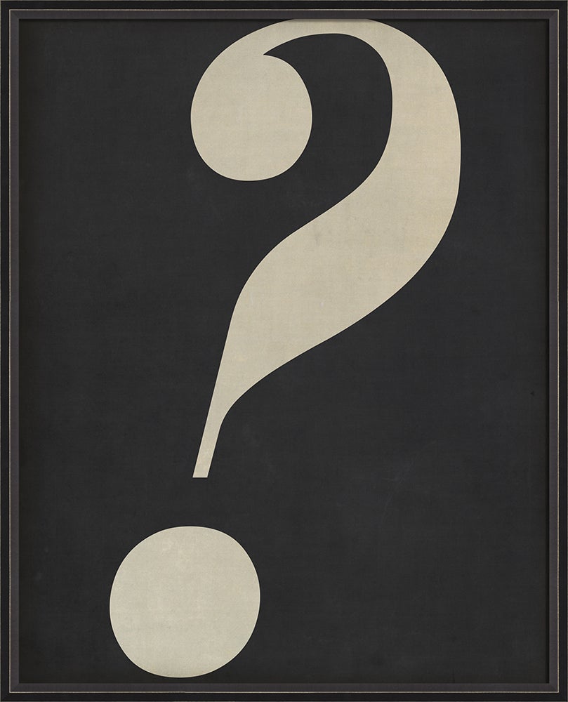 Spicher & Company BC Letter Question Mark white on black 10886