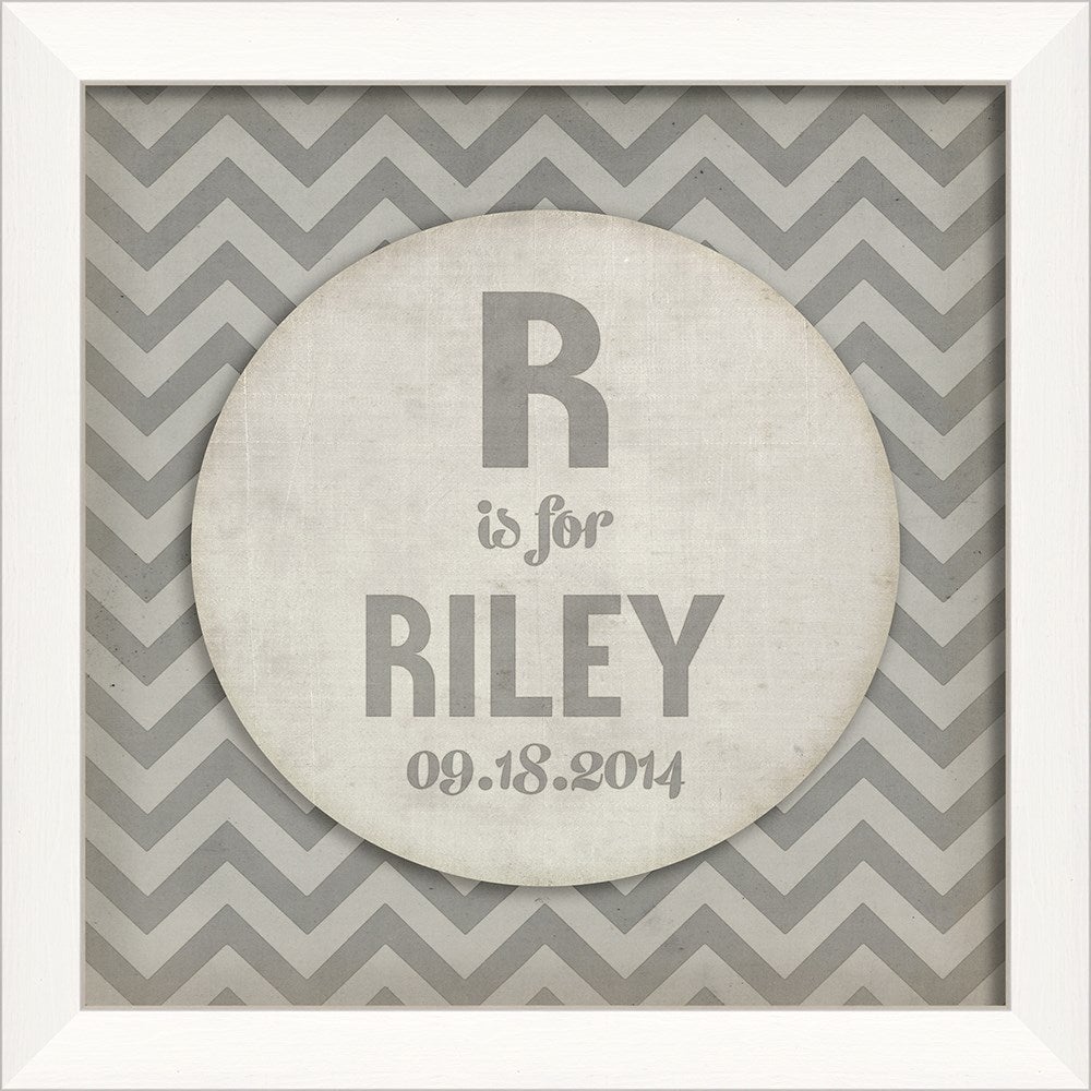 Spicher & Company LN Custom Name and Birthday Gray Zigzag 11355