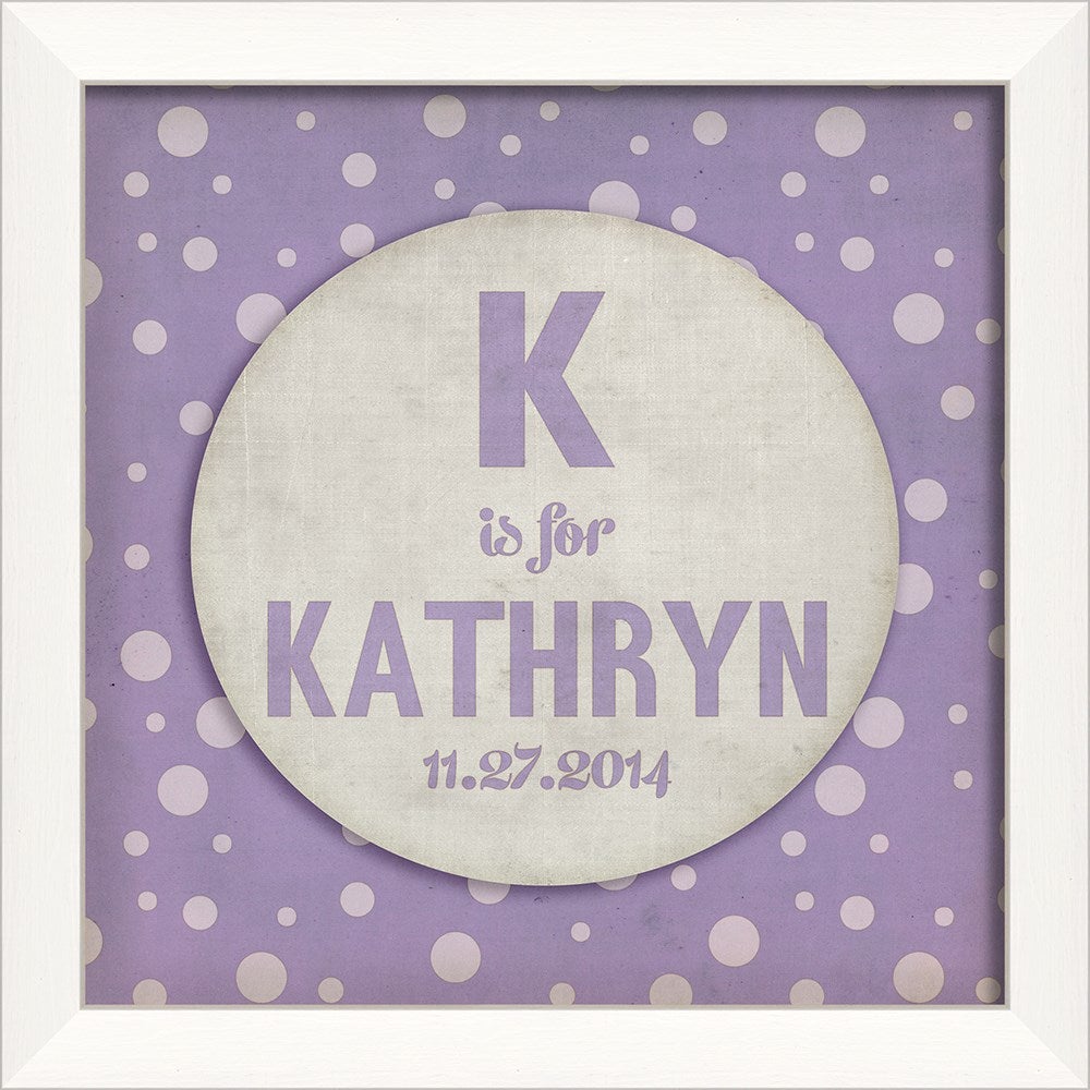 Spicher & Company LN Custom Name and Birthday Purple Polkadots 11358