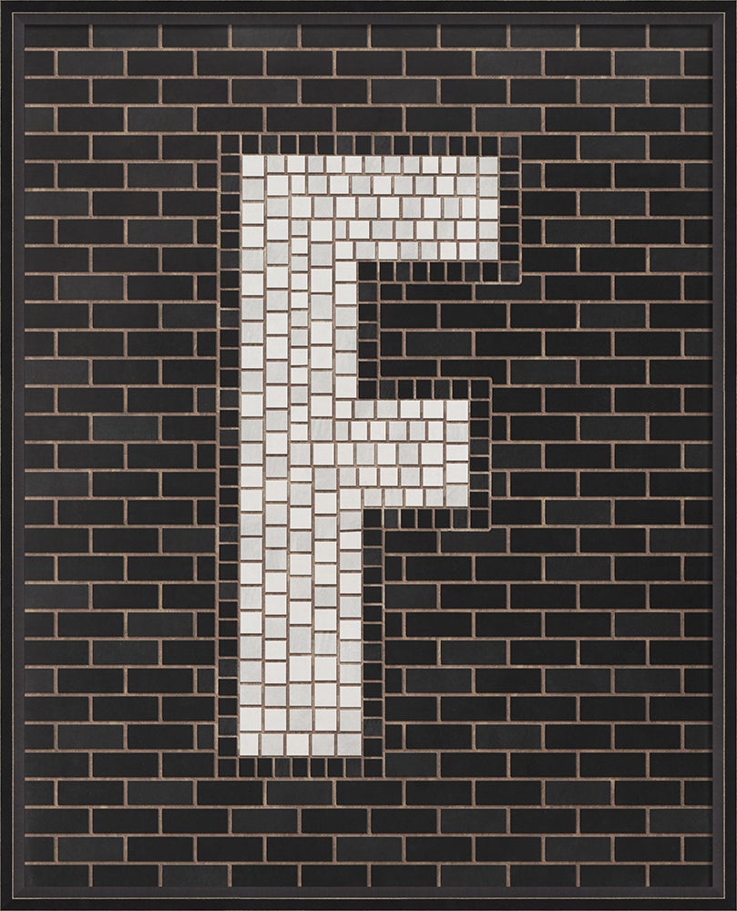 Spicher & Company BC Mosaic Letter F on Black lg 16688