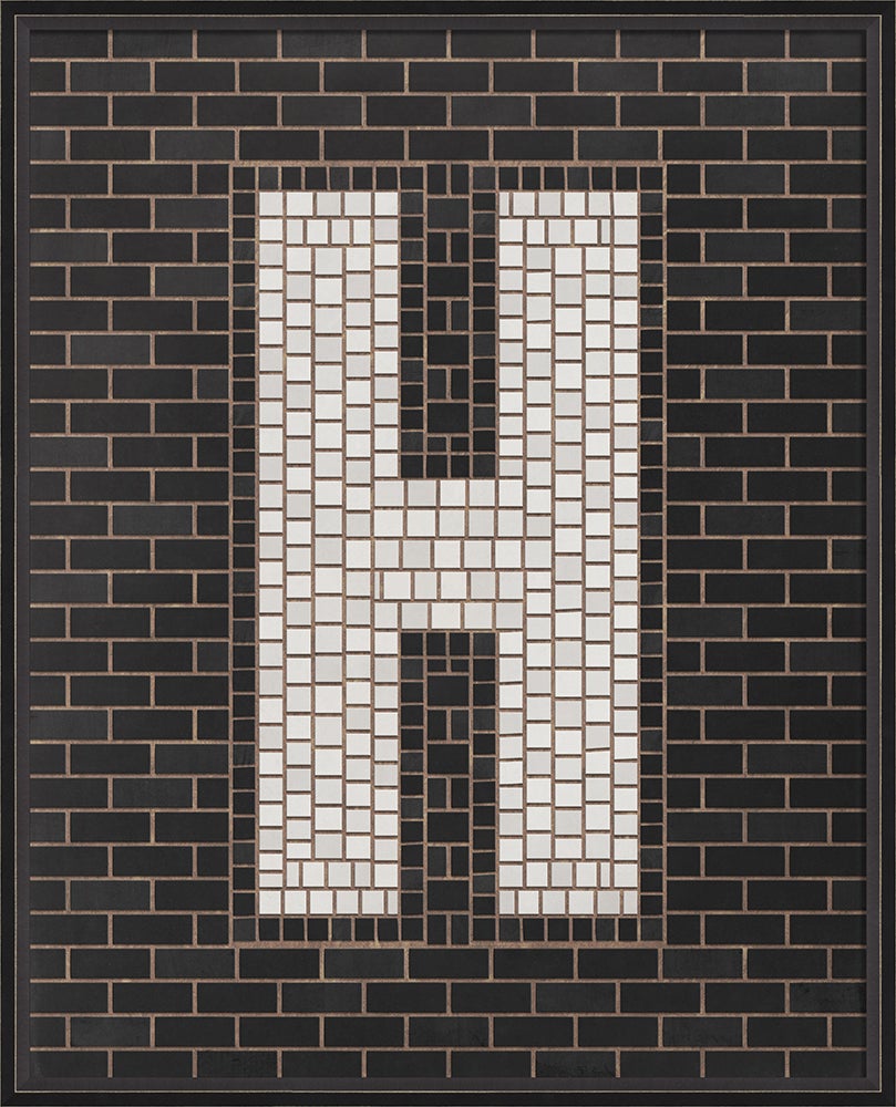 Spicher & Company BC Mosaic Letter H on Black lg 16690