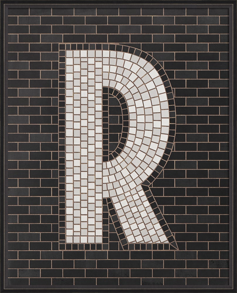 Spicher & Company BC Mosaic Letter R on Black lg 16700