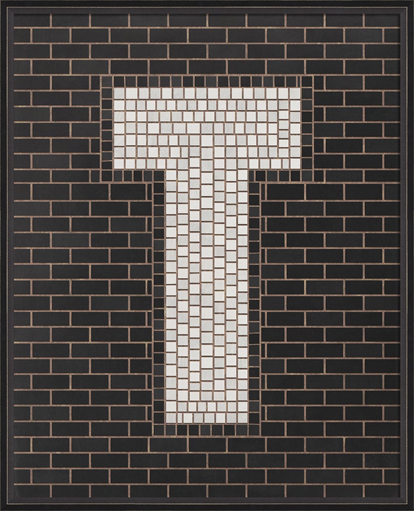 Spicher & Company BC Mosaic Letter T on Black lg 16702