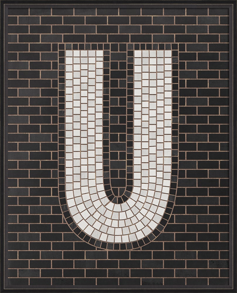 Spicher & Company BC Mosaic Letter U on Black lg 16703