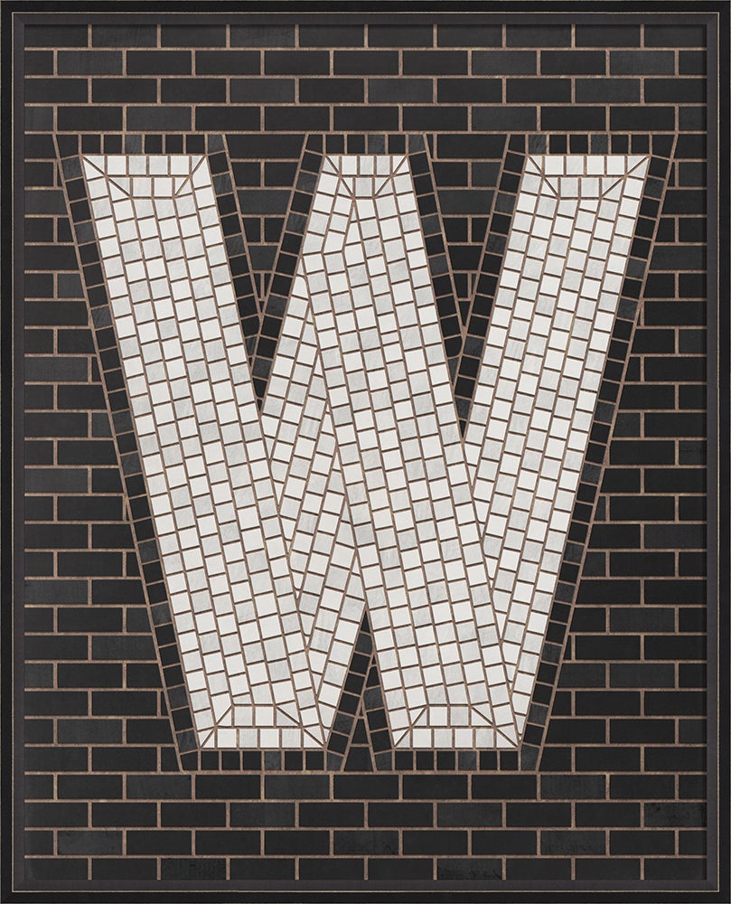 Spicher & Company BC Mosaic Letter W on Black lg 16705