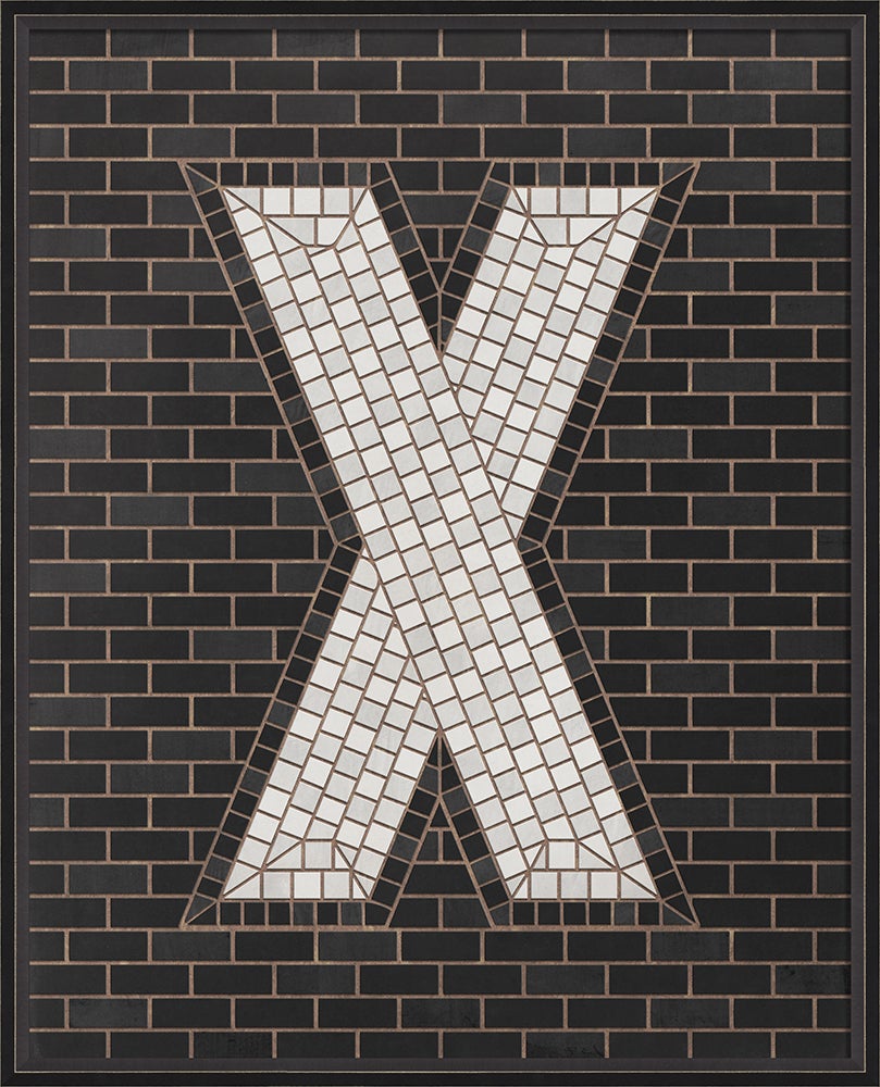 Spicher & Company BC Mosaic Letter X on Black lg 16706