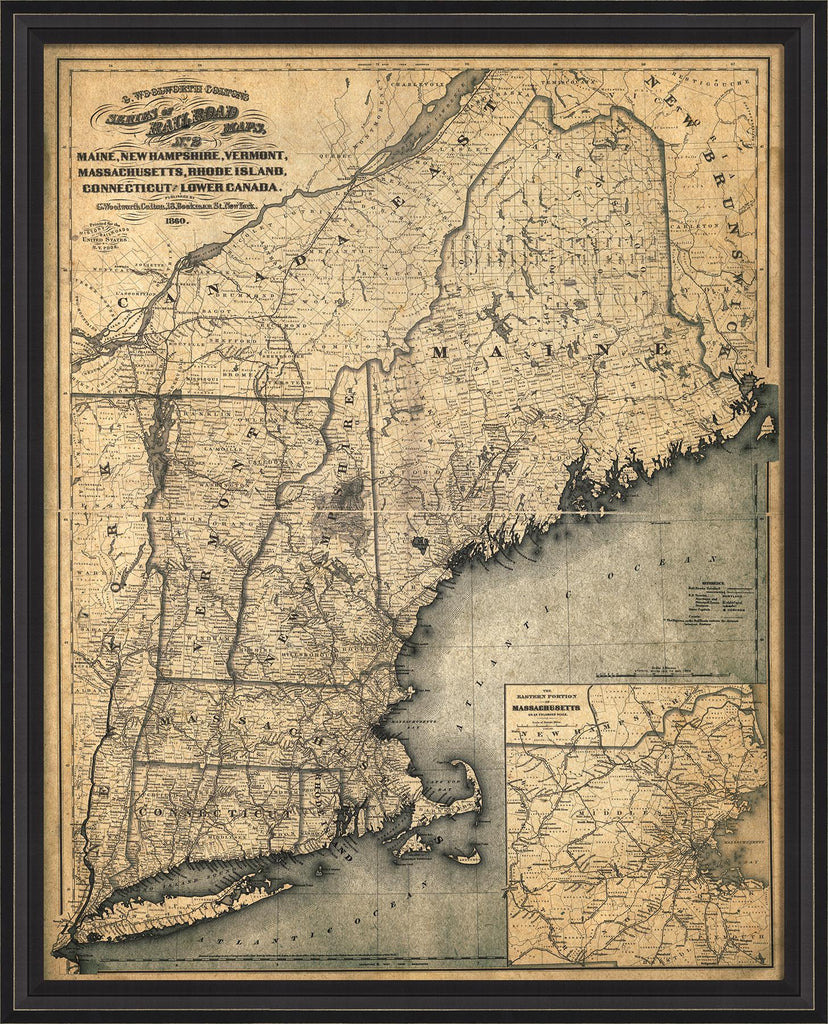 Spicher & Company BCBL Maine Railroad MAP 1860 32x40 30134