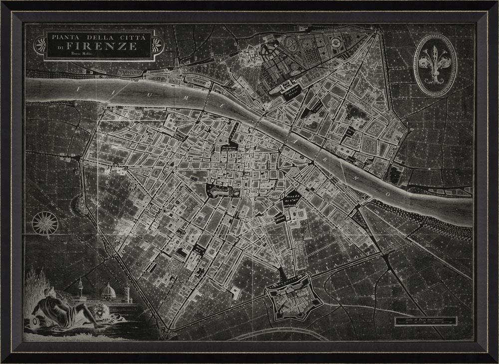 Spicher & Company BC Florence Italy MAP on Black 30178