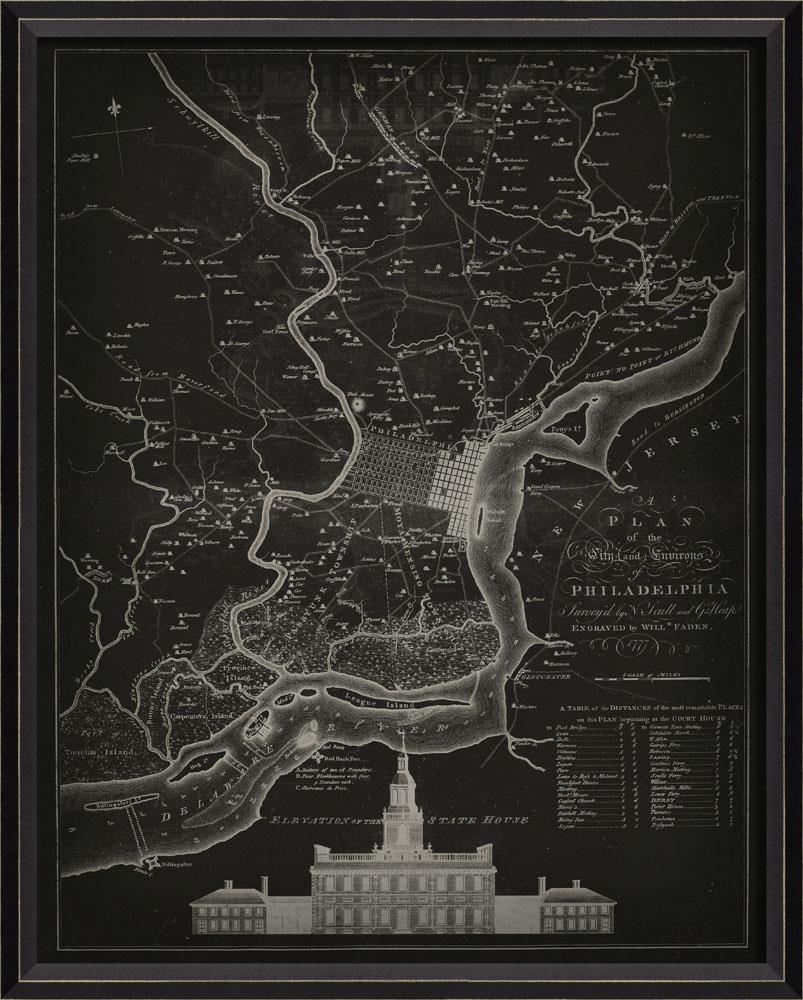 Spicher & Company BC Philadelphia 1777 MAP on Black 30187