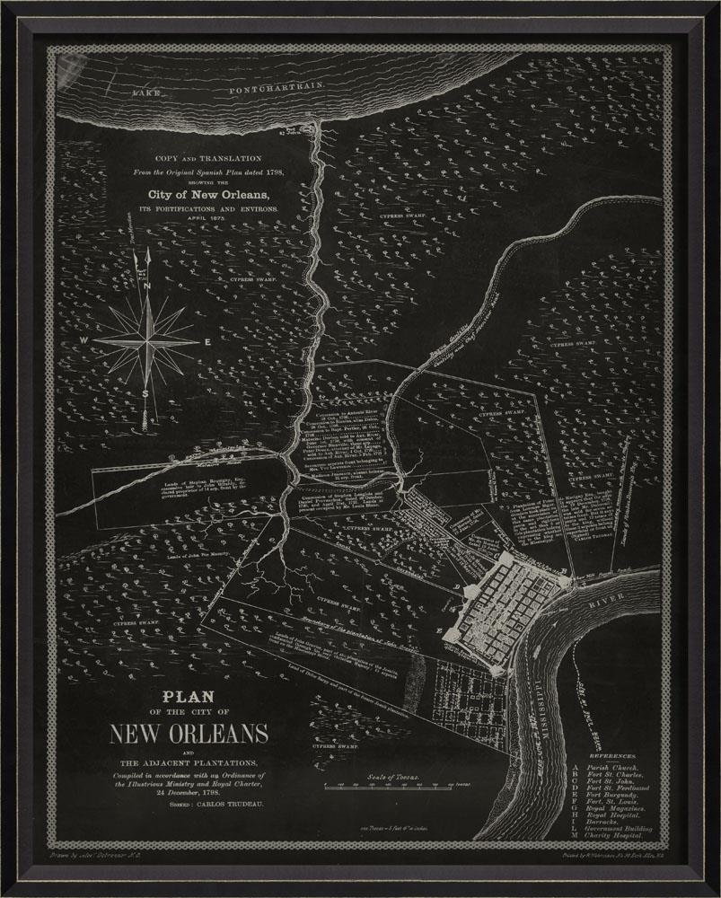 Spicher & Company BC New Orleans 1875 MAP on Black 30189