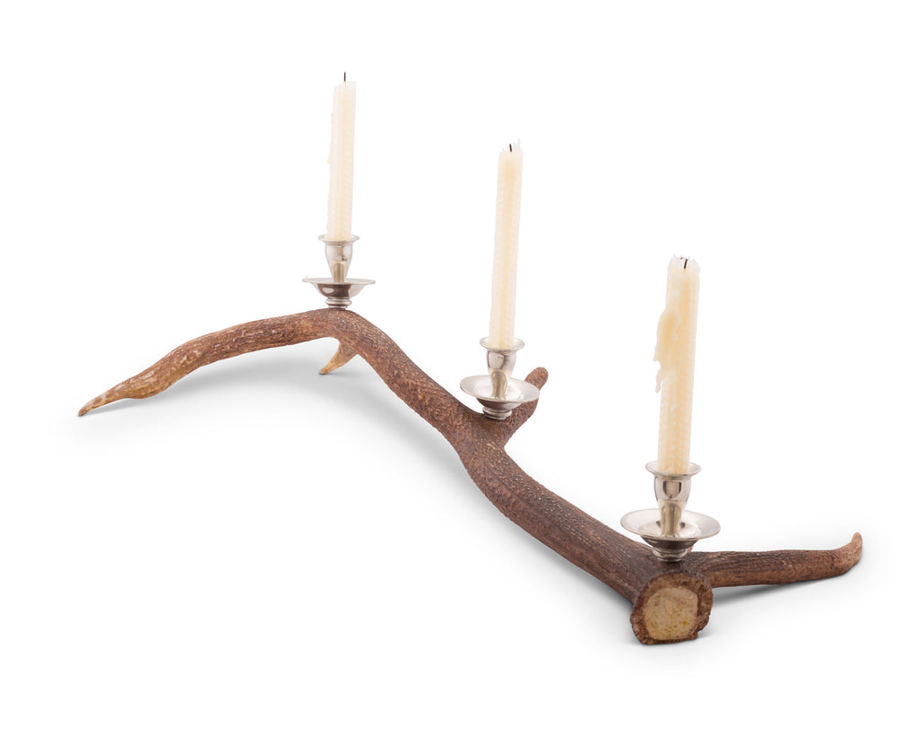 Vagabond House Lodge Style Antler Resting Elk Table Candlestick V912F