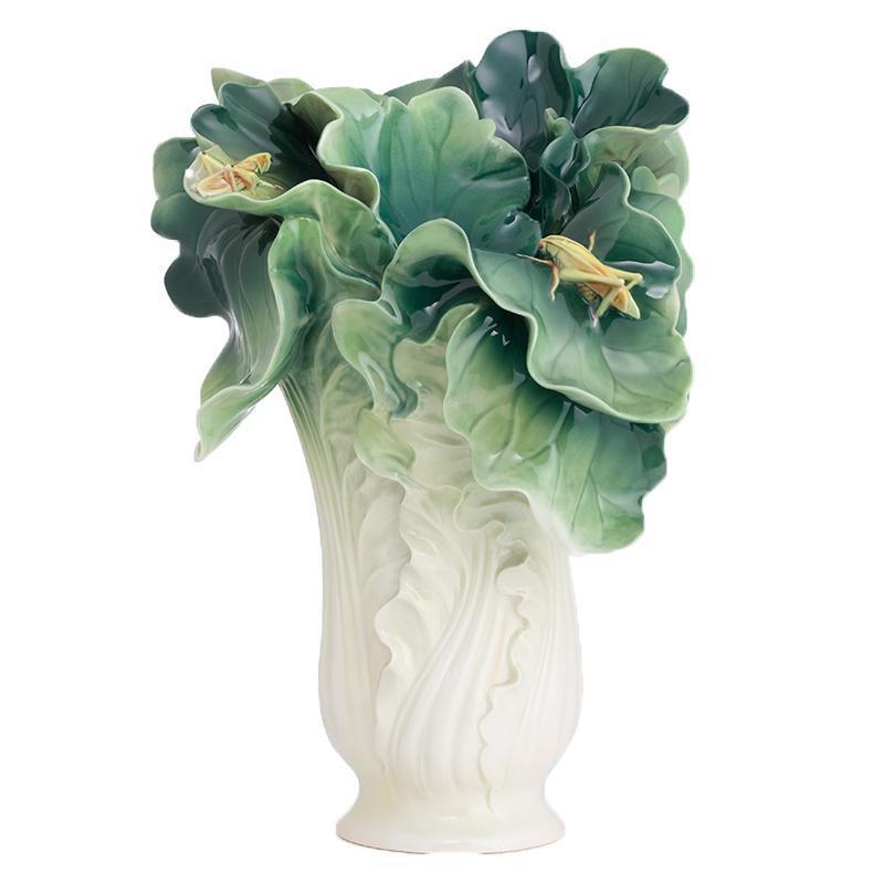 Franz Collection Jadeite Cabbage Insect Vase FZ02585